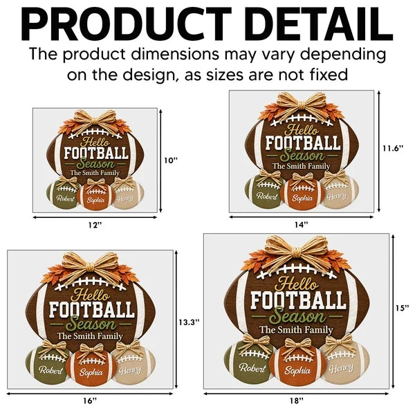 Hello Football Season Shaped Yard Sign, Personalized Lawn Decor, Creative Gift for Family Team Spirit