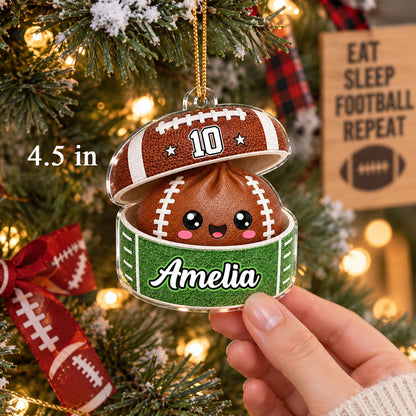 Personalized Acrylic Ornament, Cute Football Dumpling Popping Up on a Christmas Tree, Creative Gift for Kids