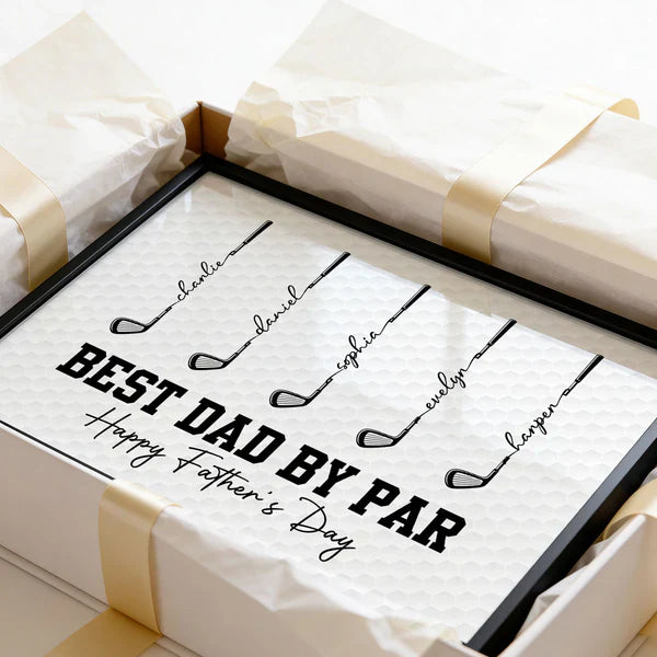 Personalized Golf Club Poster, Best Dad By Par Father's Day Wall Art, Unique Gift for Dad