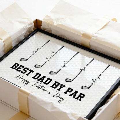 Personalized Golf Club Poster, Best Dad By Par Father's Day Wall Art, Unique Gift for Dad