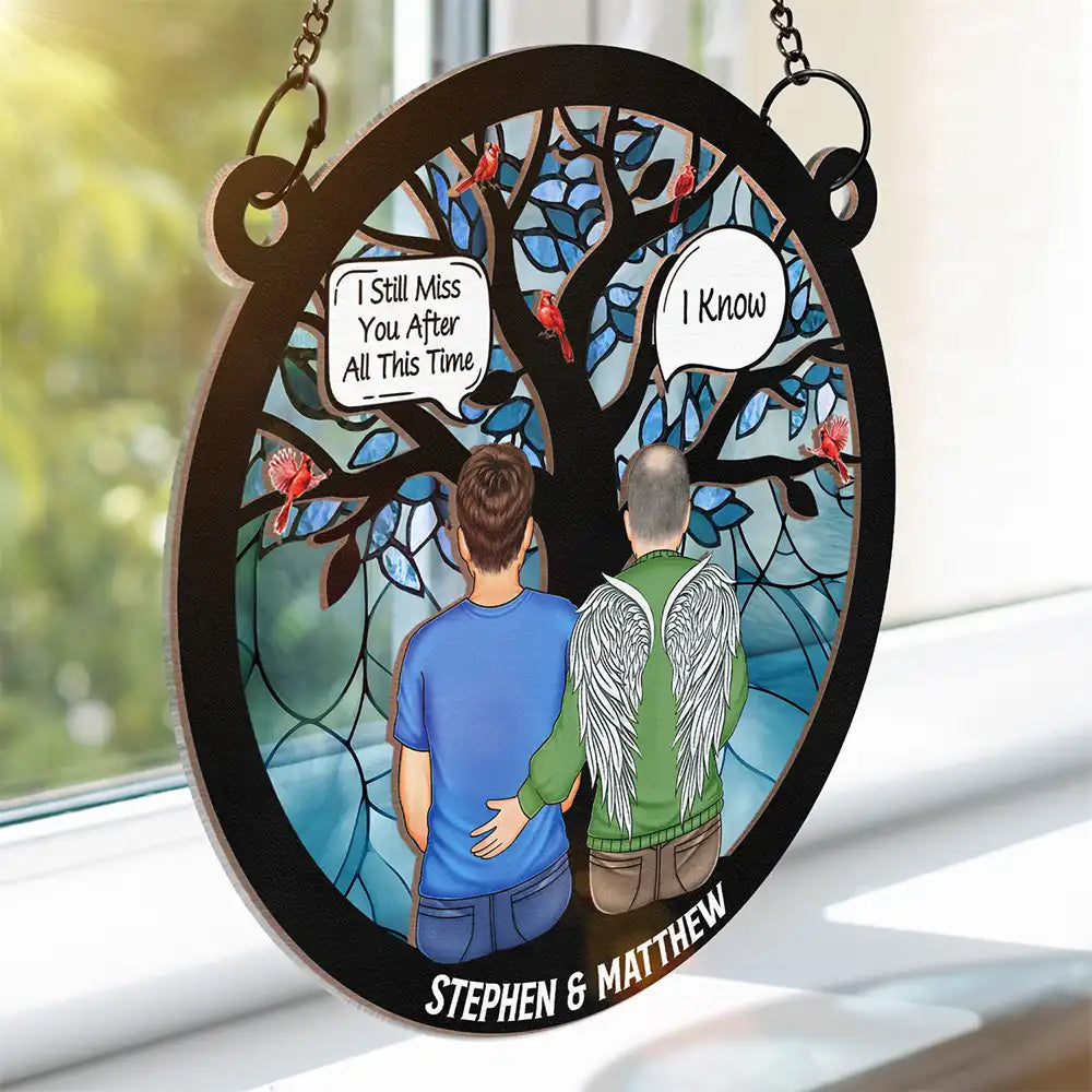 Gift For Couples,Old Couples,Gift For Husband,Gift For Wife,Gift For Boyfriend,Gift For Girlfriend,Parents,Gift For Mother,Gift For Father,Gift For Grandpa,Gift For Grandma,Gift For Daughter,Gift For Son,Gift For Bestie,Gift For Sisters,Gift For Brothers,Sad - I Miss You - Personalized Window Hanging Suncatcher Ornament