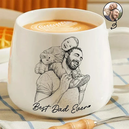 Tapered Ceramic Mug, Personalized Father and Child Keepsake for Coffee Moments, Creative Gift for Dad
