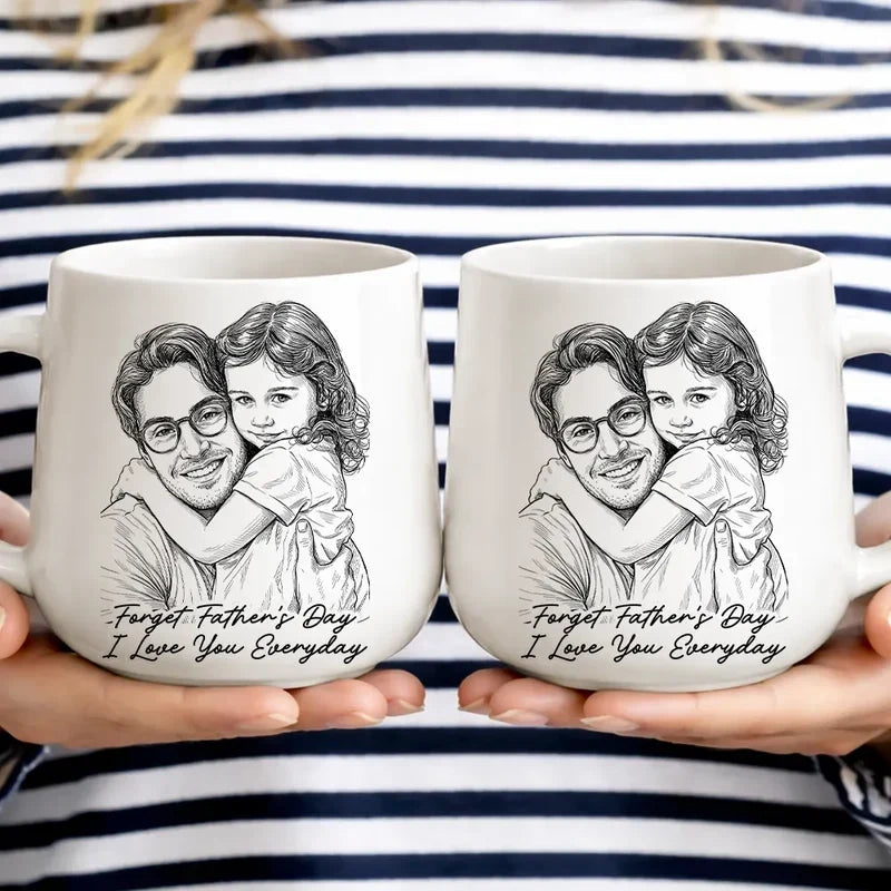 Tapered Ceramic Mug, Personalized Father and Child Keepsake for Coffee Moments, Creative Gift for Dad