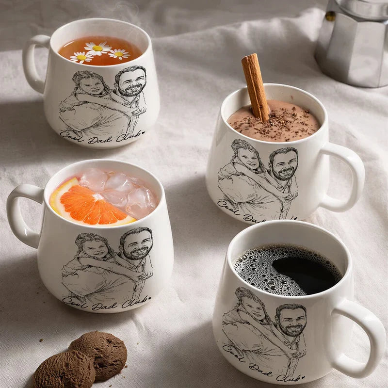 Tapered Ceramic Mug, Personalized Father and Child Keepsake for Coffee Moments, Creative Gift for Dad