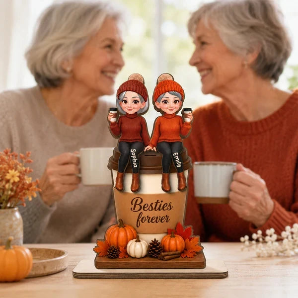 Custom 2-Layer Wooden Plaque, Cozy Fall Coffee Friendship, Creative Gift for Friend