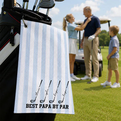 Custom Waffle Weave Golf Towel with Golf Club Design, Creative Father's Day Gift for Papa's Golf Bag