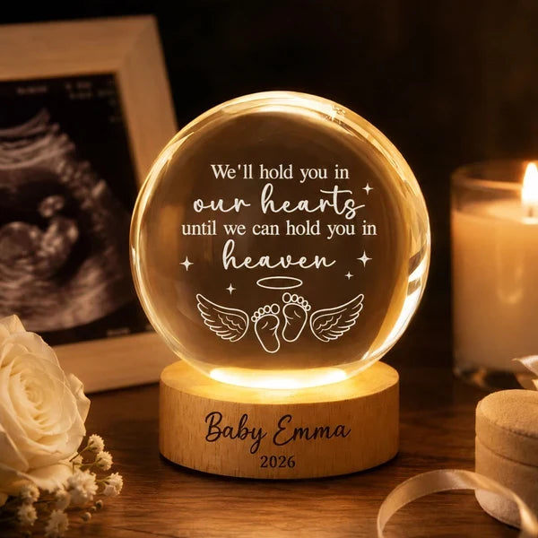Personalized Globe Lamp with Angel Baby Footprints, Warm Memorial Decor, Unique Gift for Grieving Parents