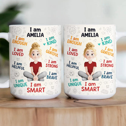 Personalized Kids Affirmation Mug – Cute Cartoon Character, Daily Confidence Boost Gift for Children