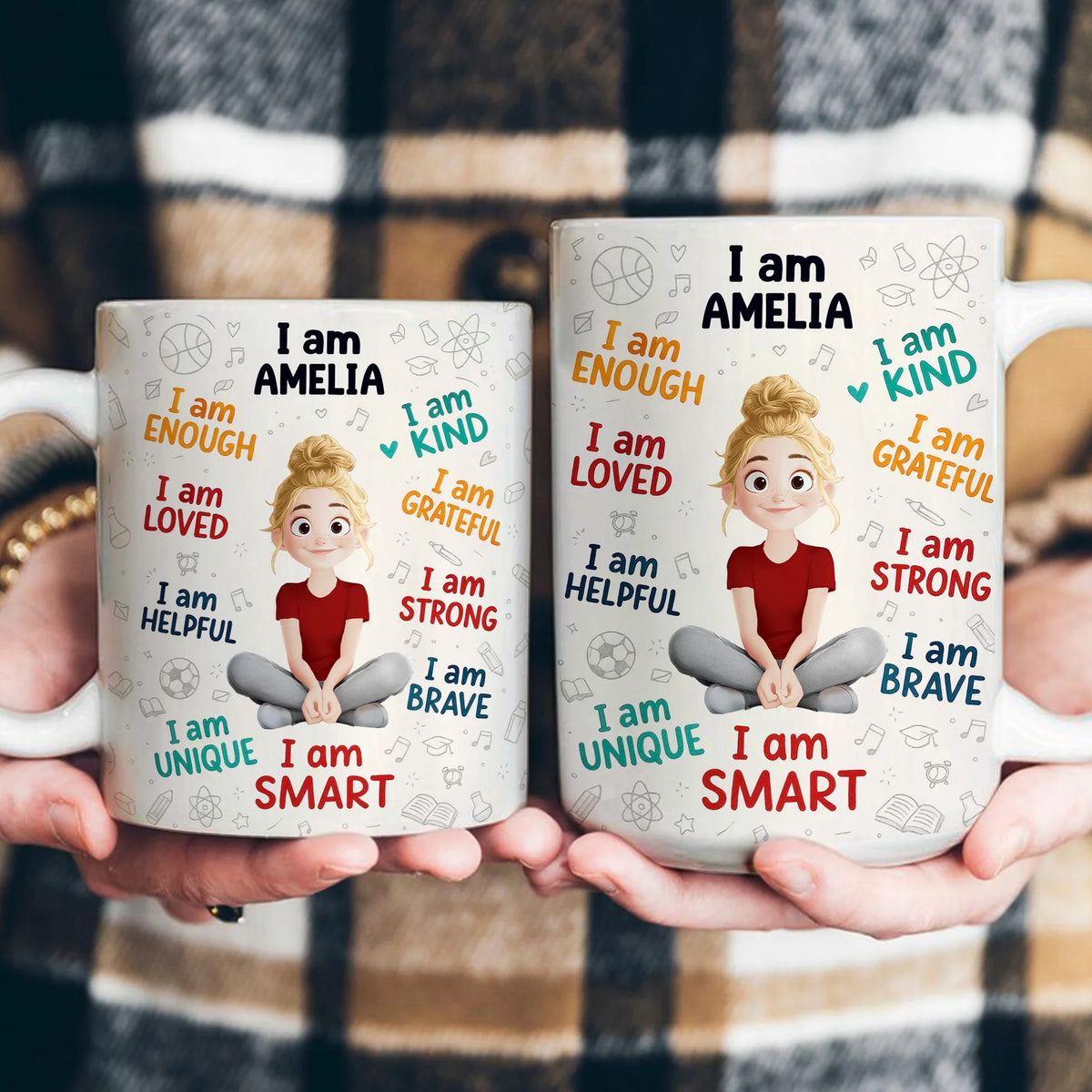 Personalized Kids Affirmation Mug – Cute Cartoon Character, Daily Confidence Boost Gift for Children