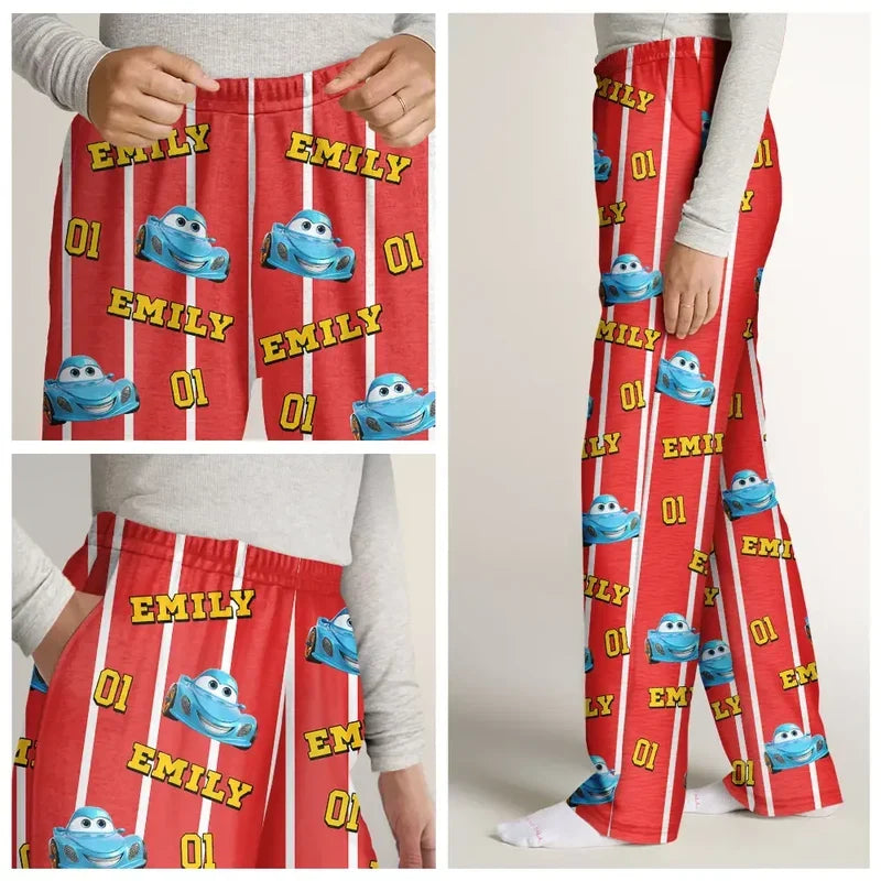 Personalized Kids Pajama Pants with Cartoon Fire Truck or Dinosaur Print, Unique At-Home Gift for Kids