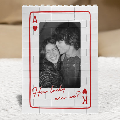 Couple Photo ABS Building Brick Puzzle in Playing Card Design, Personalized Keepsake for Boyfriend or Girlfriend, Sweet Gift
