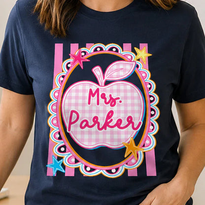 Personalized Classic Tee With Preppy Apple Art, Unique Teacher Gift For Classroom Days