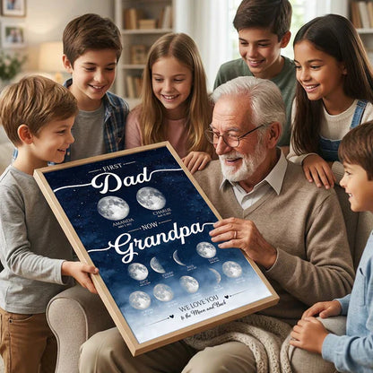 Personalized Moon Phase Poster, First Dad Now Grandpa Starry Wall Art, Unique Gift for Dad & Grandpa