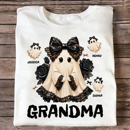 Custom Grandma Halloween Classic Tee, Cute Ghost Family Party Outfit, Unique Gift For Nana