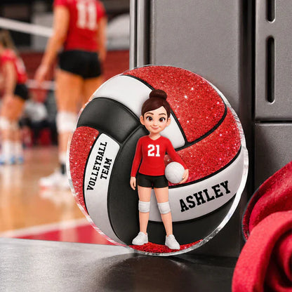 Personalized Standing Volleyball Girl Acrylic Magnet, Red Locker Decor, Unique Gift for Daughter Son