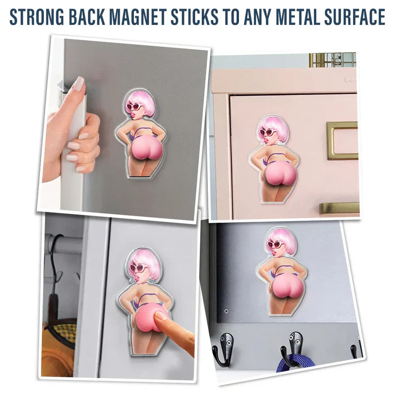 Personalized Silicone Acrylic Magnet, Hope Your Day Is Nice Pink Hair Fridge Decor, Unique Creative Gift for Wife Girlfriend Friend