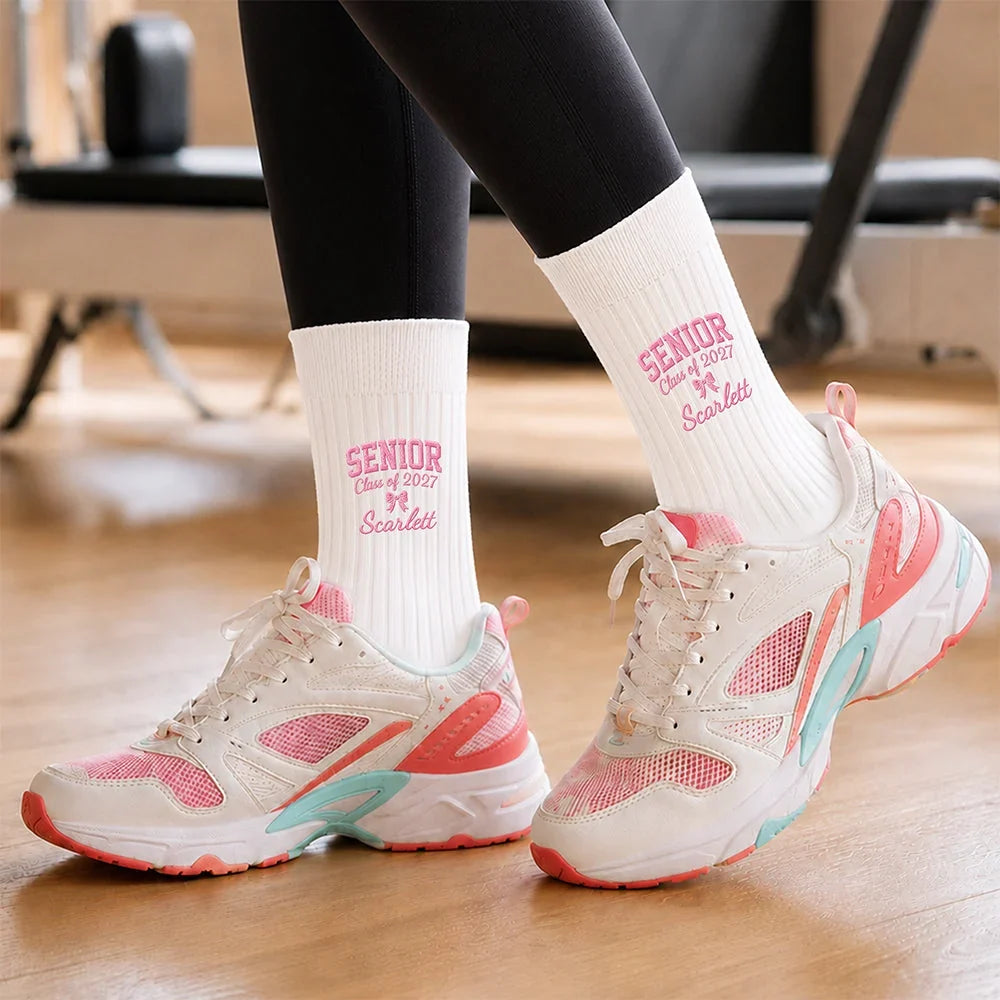Personalized Embroidered Socks, Custom Senior Class Style, Unique Graduation Gift for Her