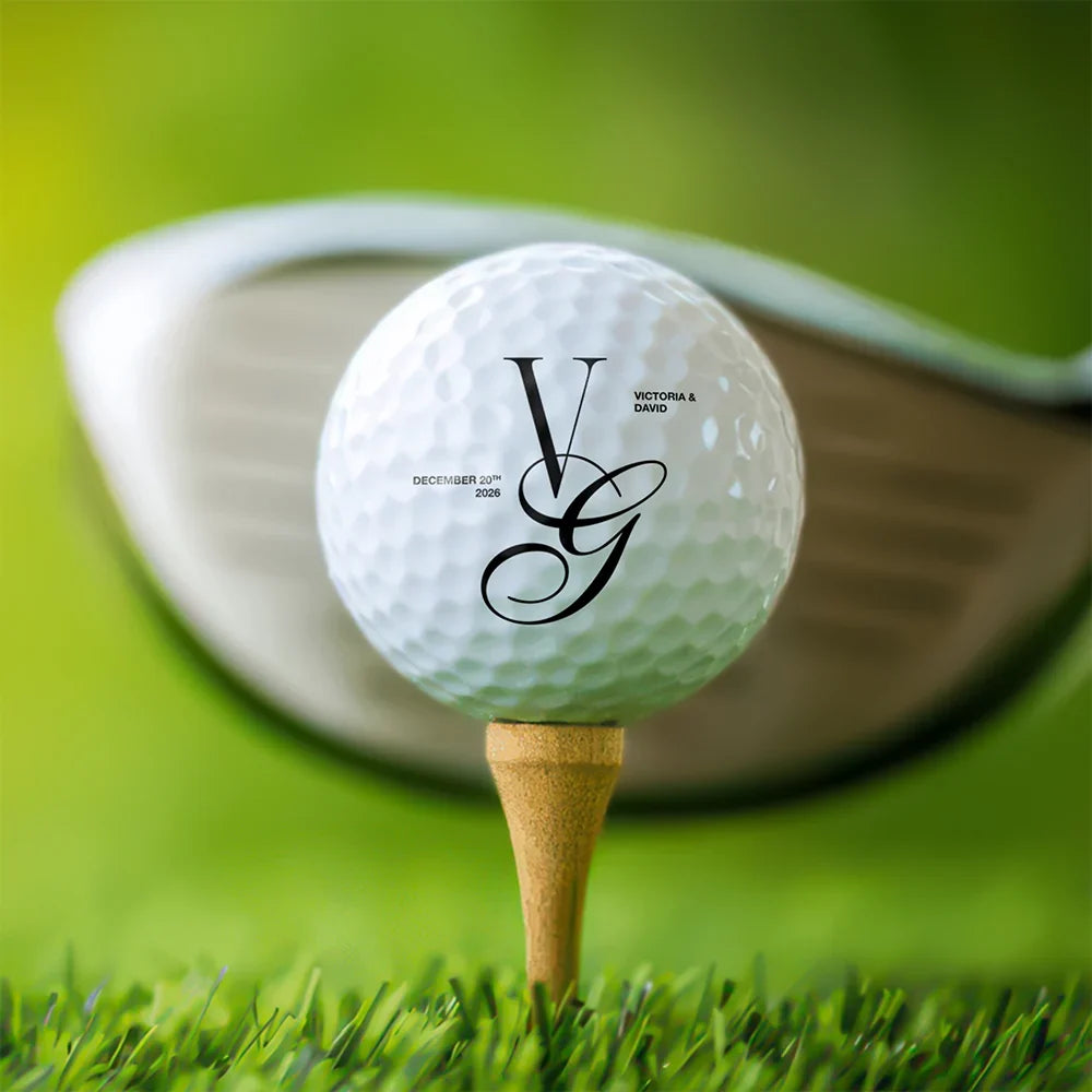 Personalized Golf Ball with Elegant Couple Monogram, Unique Wedding Gift for Golf Lovers