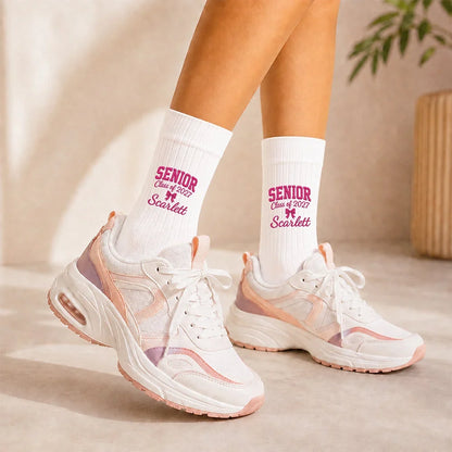 Personalized Embroidered Socks, Custom Senior Class Style, Unique Graduation Gift for Her