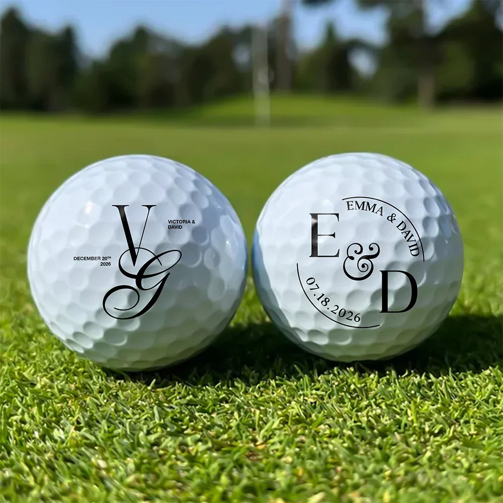 Personalized Golf Ball with Elegant Couple Monogram, Unique Wedding Gift for Golf Lovers