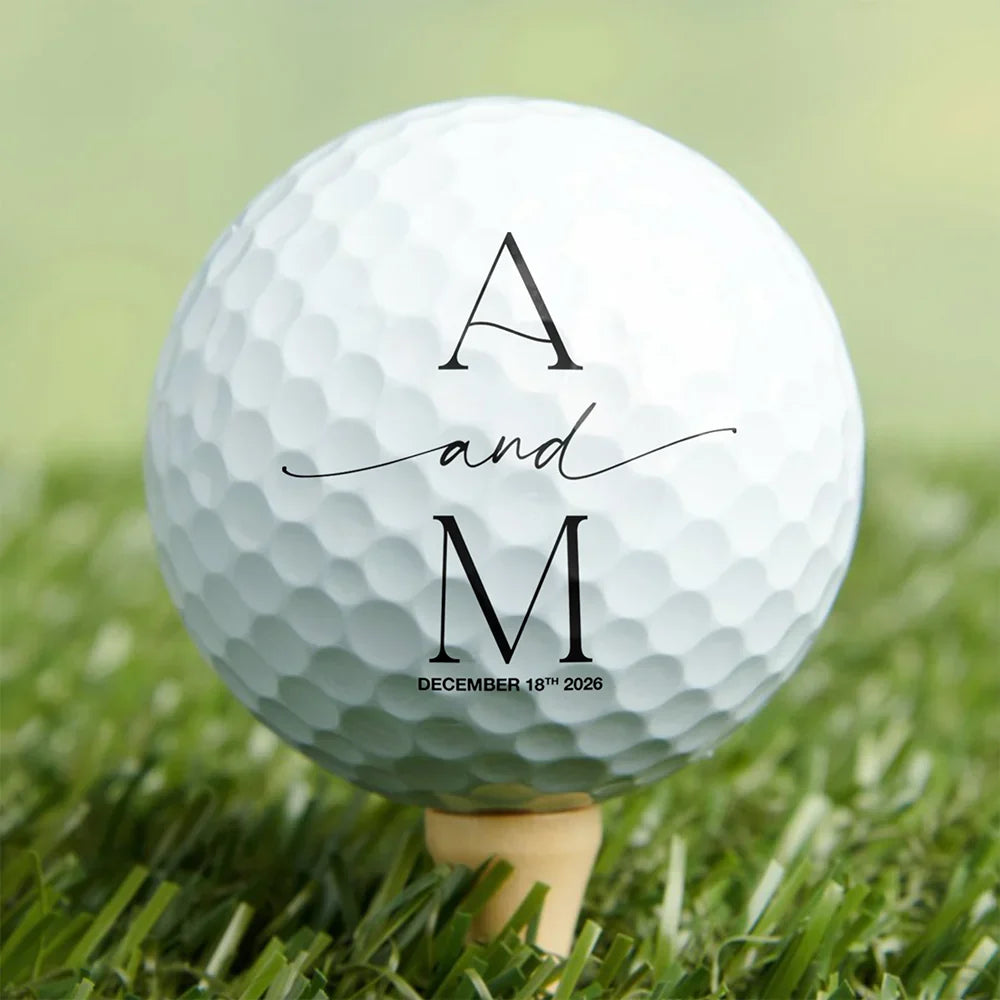 Personalized Golf Ball with Elegant Couple Monogram, Unique Wedding Gift for Golf Lovers