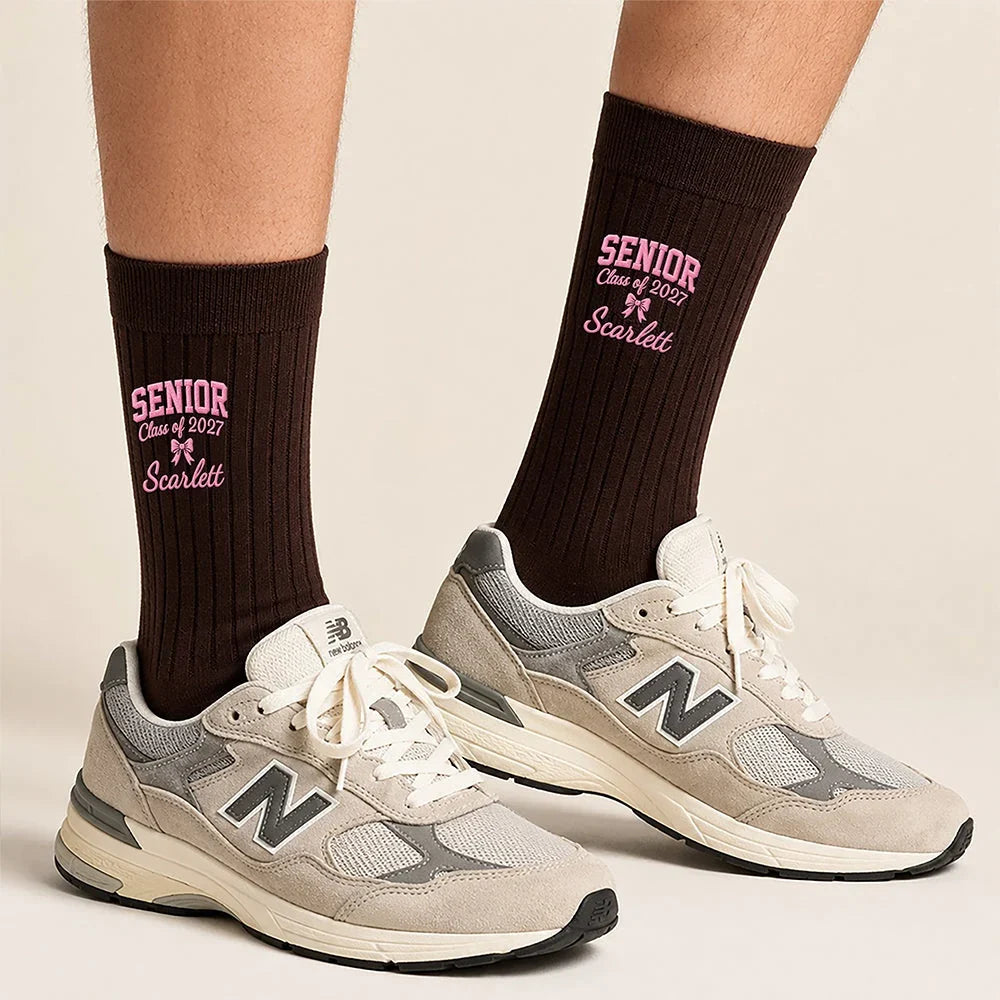 Personalized Embroidered Socks, Custom Senior Class Style, Unique Graduation Gift for Her
