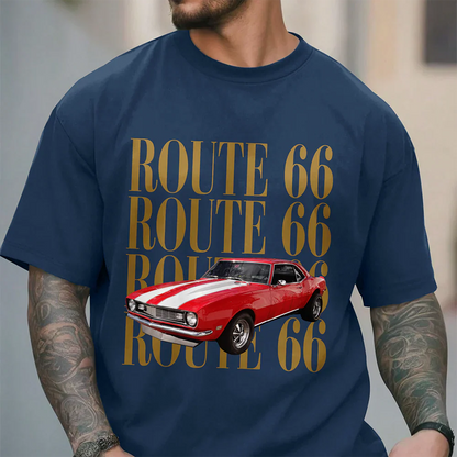 Personalized Route 66 Classic Tee, Vintage Car Design, Unique Creative Gift For Car Lovers