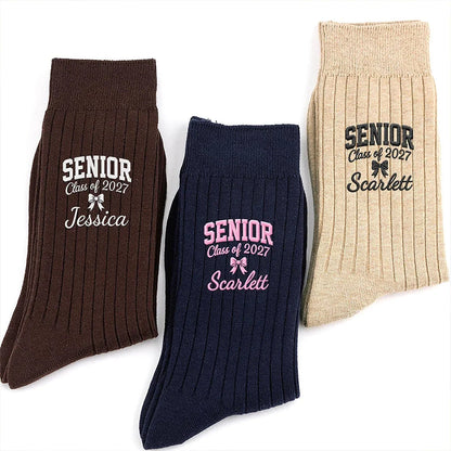 Personalized Embroidered Socks, Custom Senior Class Style, Unique Graduation Gift for Her