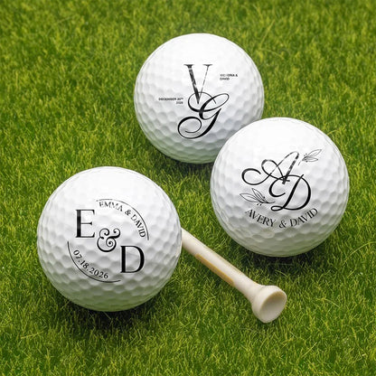 Personalized Golf Ball with Elegant Couple Monogram, Unique Wedding Gift for Golf Lovers
