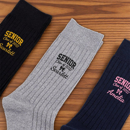 Personalized Embroidered Socks, Custom Senior Class Style, Unique Graduation Gift for Her
