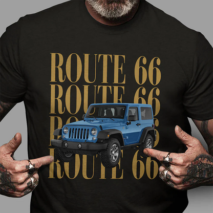 Personalized Route 66 Classic Tee, Vintage Car Design, Unique Creative Gift For Car Lovers