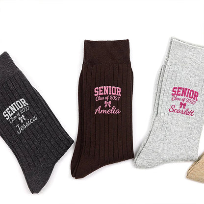 Personalized Embroidered Socks, Custom Senior Class Style, Unique Graduation Gift for Her