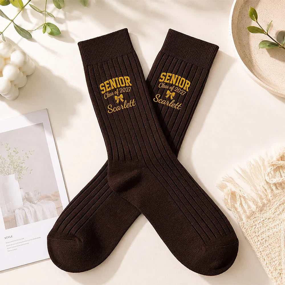 Personalized Embroidered Socks, Custom Senior Class Style, Unique Graduation Gift for Her
