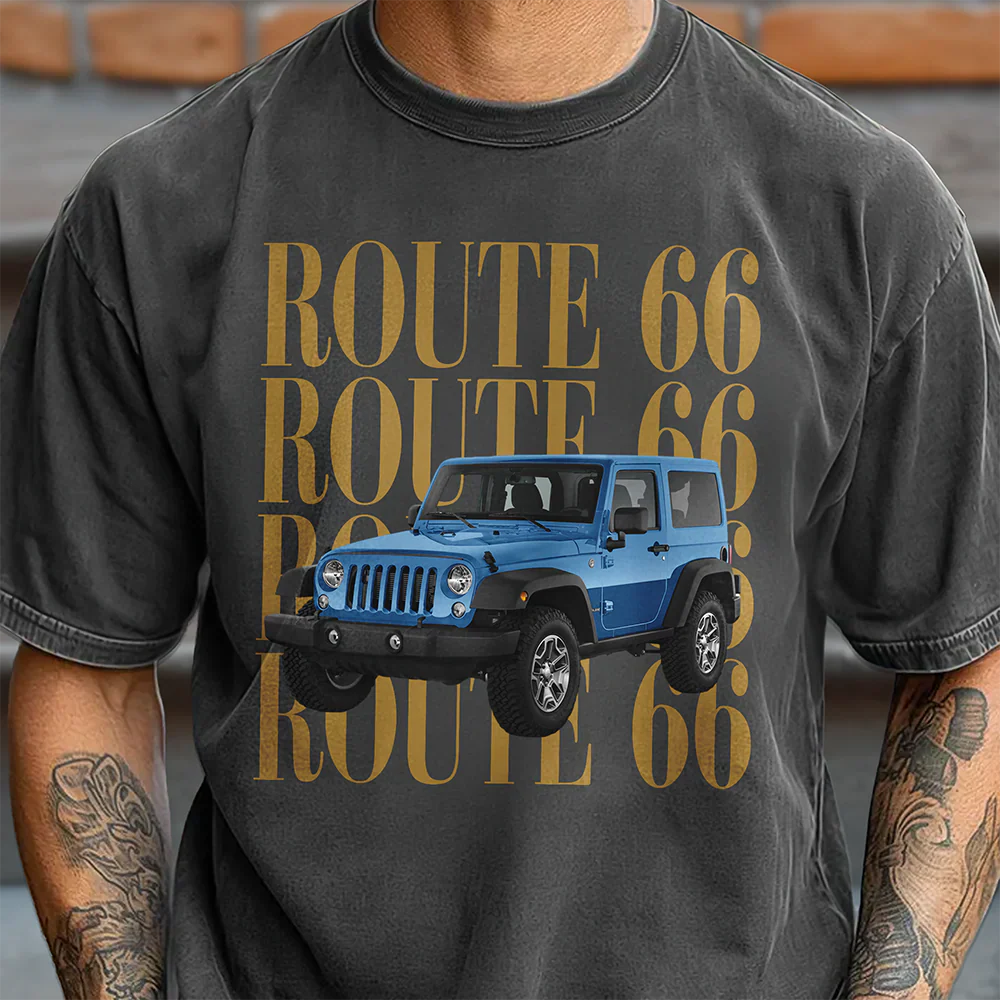 Personalized Route 66 Classic Tee, Vintage Car Design, Unique Creative Gift For Car Lovers