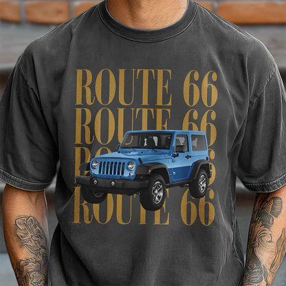 Personalized Route 66 Classic Tee, Vintage Car Design, Unique Creative Gift For Car Lovers