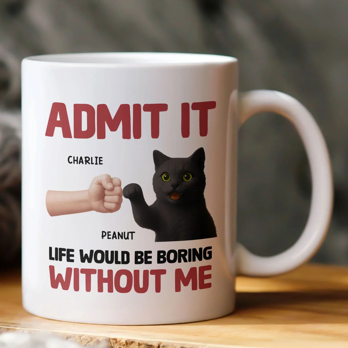 Admit It – Life Would Be Boring Without Me Cat Personalized Mug for Pet Lovers