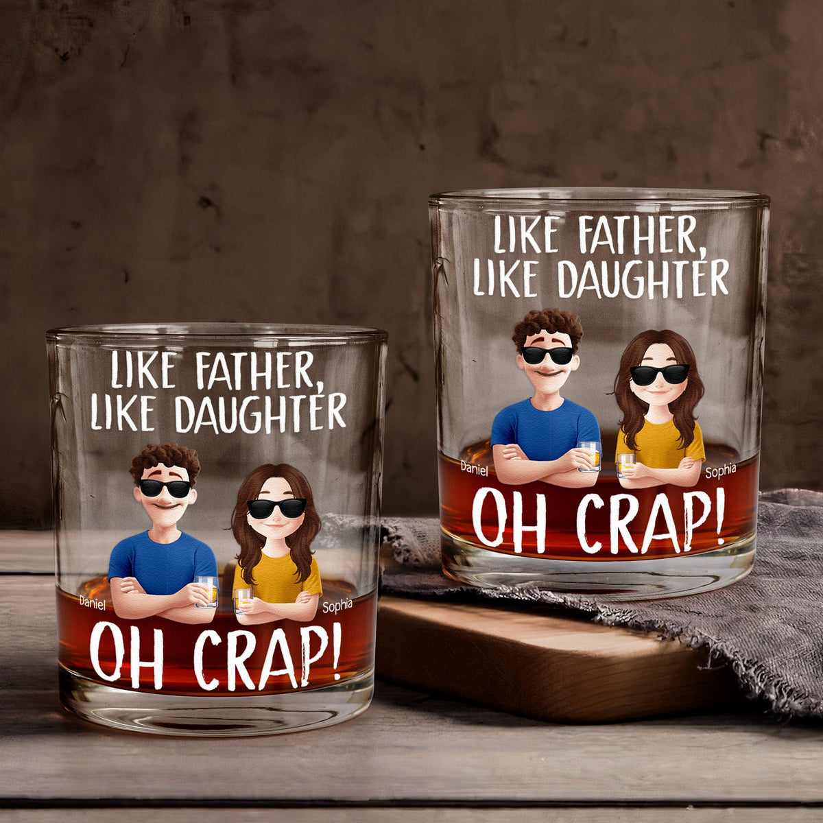 “Like Father, Like Daughter” Custom Whiskey Glass – Personalized Father-Daughter Gift