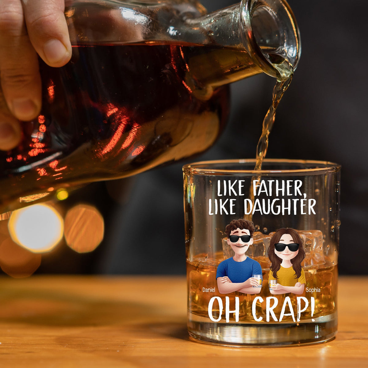 “Like Father, Like Daughter” Custom Whiskey Glass – Personalized Father-Daughter Gift