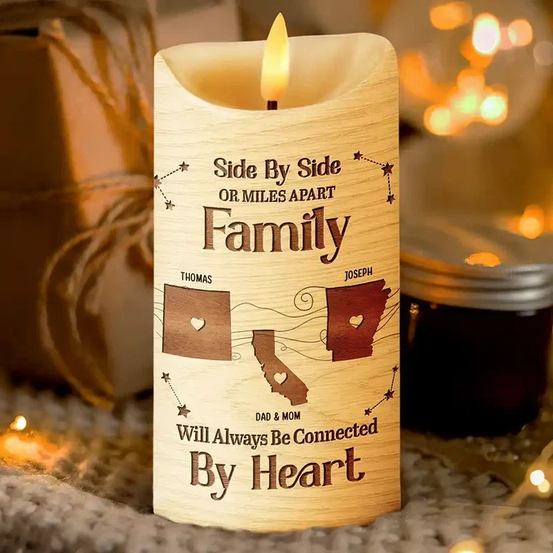 Personalized Flameless LED Candle, Family Miles Quote, Warm Glow, Creative Sentimental Gift for Family