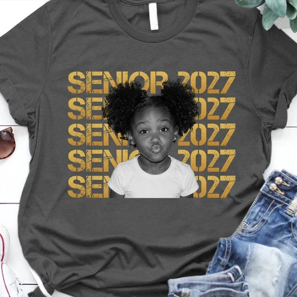 Personalized Photo Classic Tee, Bold Senior Design for Graduation, Unique Gift for a Graduate