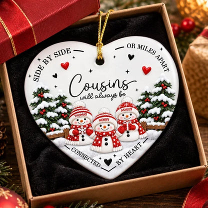 Ceramic Heart Ornament, Cousins Connected by Heart, Personalized Keepsake and Creative Gift for Cousins
