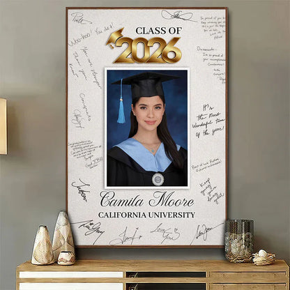 Personalized Graduation Poster with Portrait & Signatures, Unique Gift for Graduate, Modern Wall Art