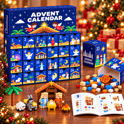 Personalized Nativity Building Block Advent Calendar, Creative Christmas Gift for Kids & Families