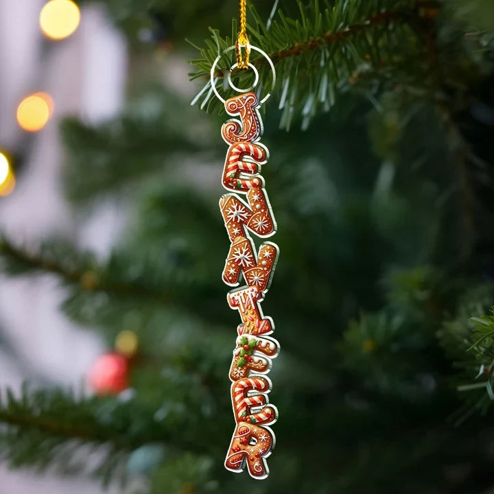 Personalized Gingerbread Letter Acrylic Ornament, Sweet Christmas Keepsake, Creative Gift for Kids and Family