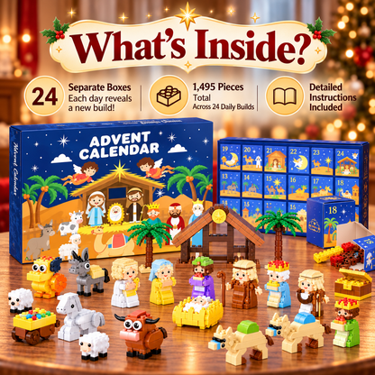 Personalized Nativity Building Block Advent Calendar, Creative Christmas Gift for Kids & Families