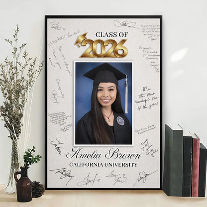 Personalized Graduation Poster with Portrait & Signatures, Unique Gift for Graduate, Modern Wall Art
