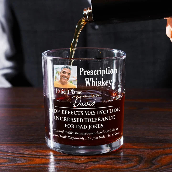 Personalized Whiskey Glass with Parenthood Humor, Creative Gift for Tired Parents and Relaxed Evenings