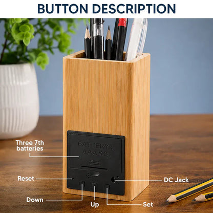Personalized Wooden Pen Holder Clock With Senior Portrait, I'm Always With You, Creative Gift for Family