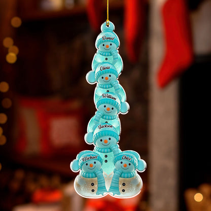 Teal Snowman Acrylic Ornament, Personalized Tree Decor for the Holidays, Creative gift for Families & Grandparents