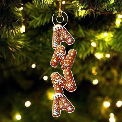 Personalized Gingerbread Letter Acrylic Ornament, Sweet Christmas Keepsake, Creative Gift for Kids and Family